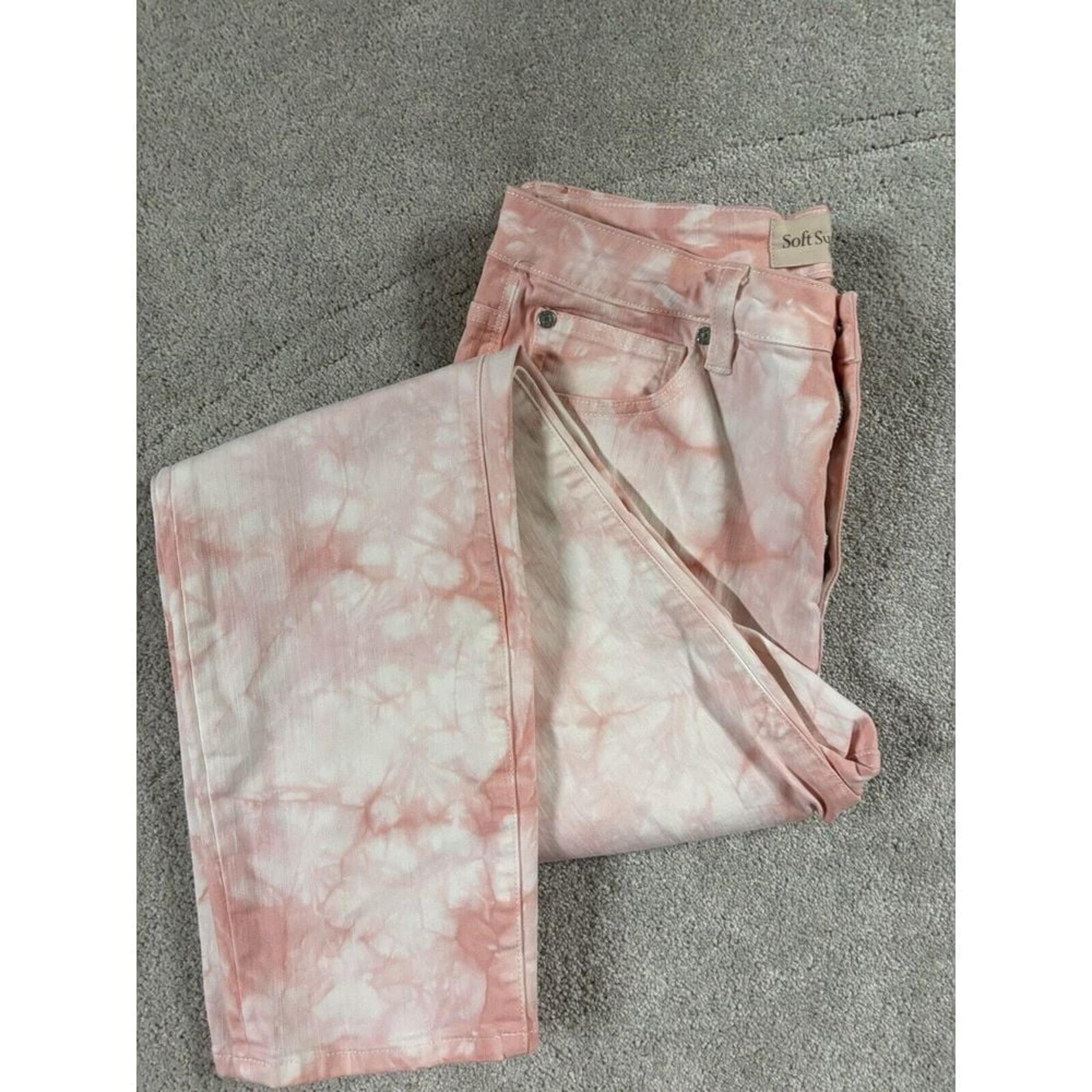 Soft Surroundings Pants Women Sz 10 Tie Dye Pants Jeans White Pink