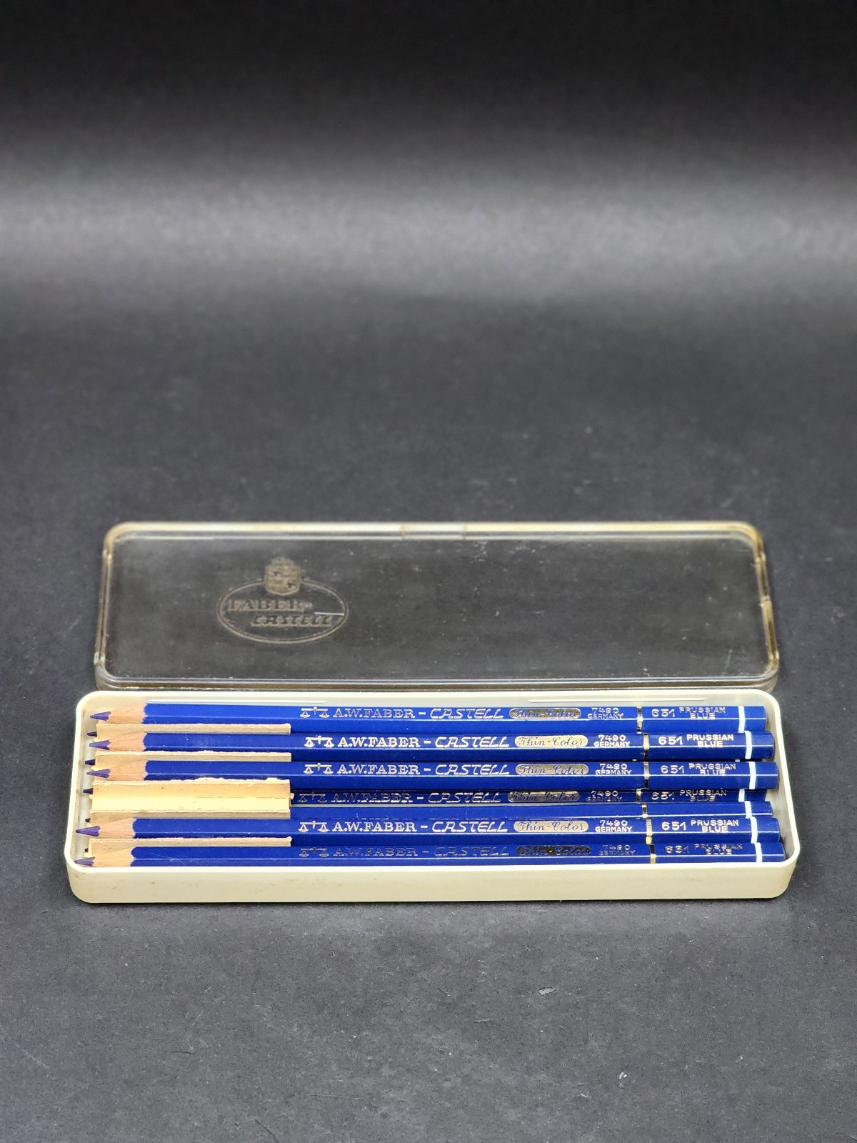 Vintage A.W. Faber Castell Thin Color 7490 Germany 651 Prussian Blue Missing One