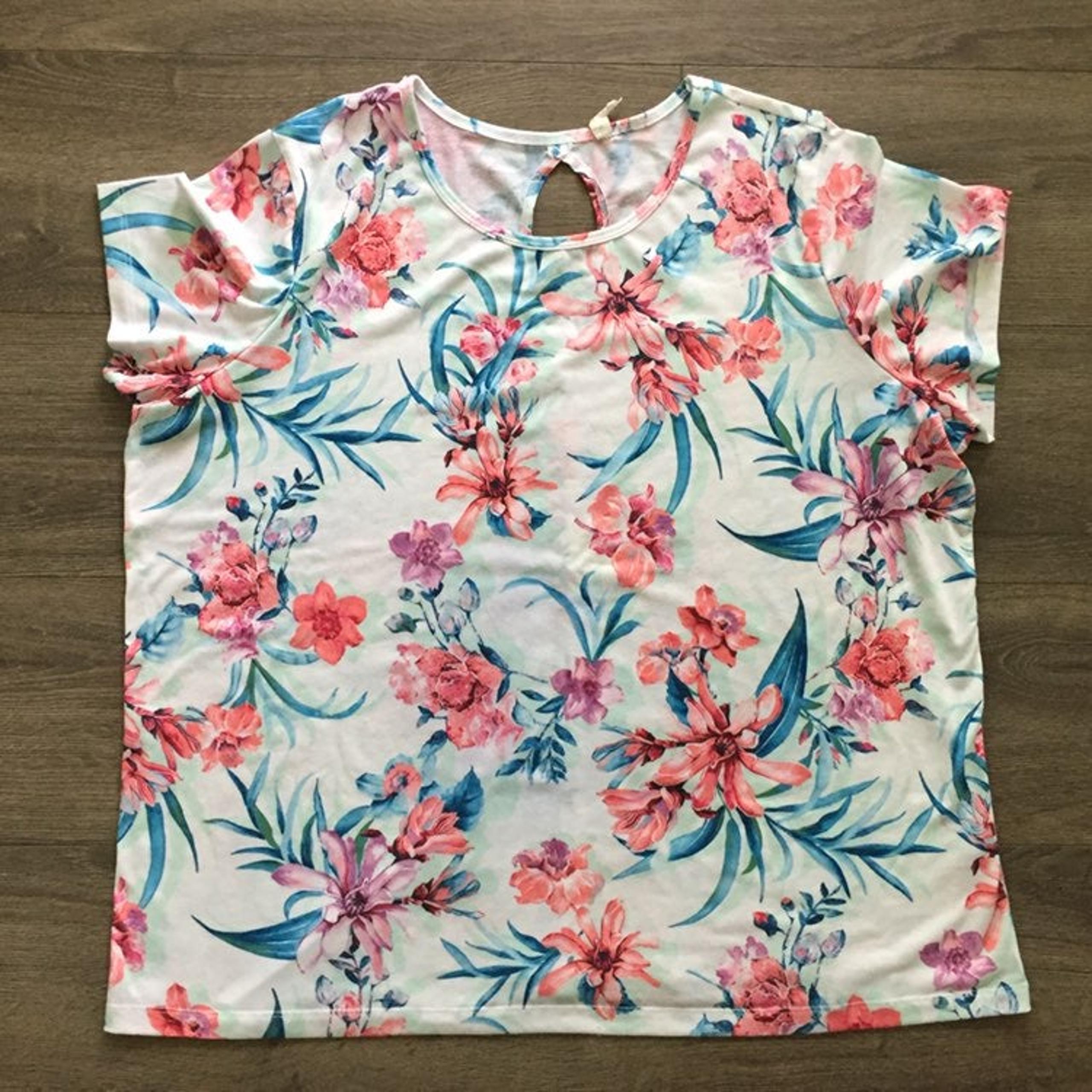 Ideology Floral Print Short Sleeve Top Blouse Plus Size 3X