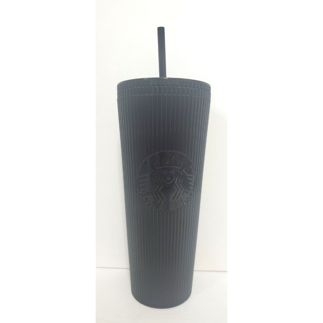 Starbucks 2024 Black Pleated Metallic Core Tumbler 24oz Venti Cold Cup