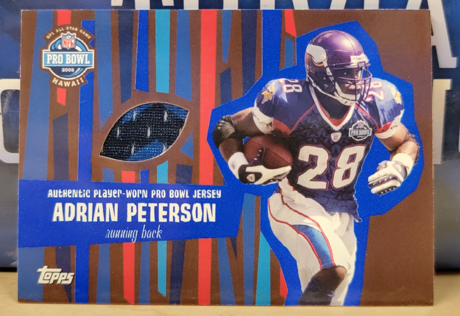 ADRIAN PETERSON 2008 TOPPS FOOTBALL PRO BOWL JERSEY RELIC MINNESOTA VIKINGS HOF