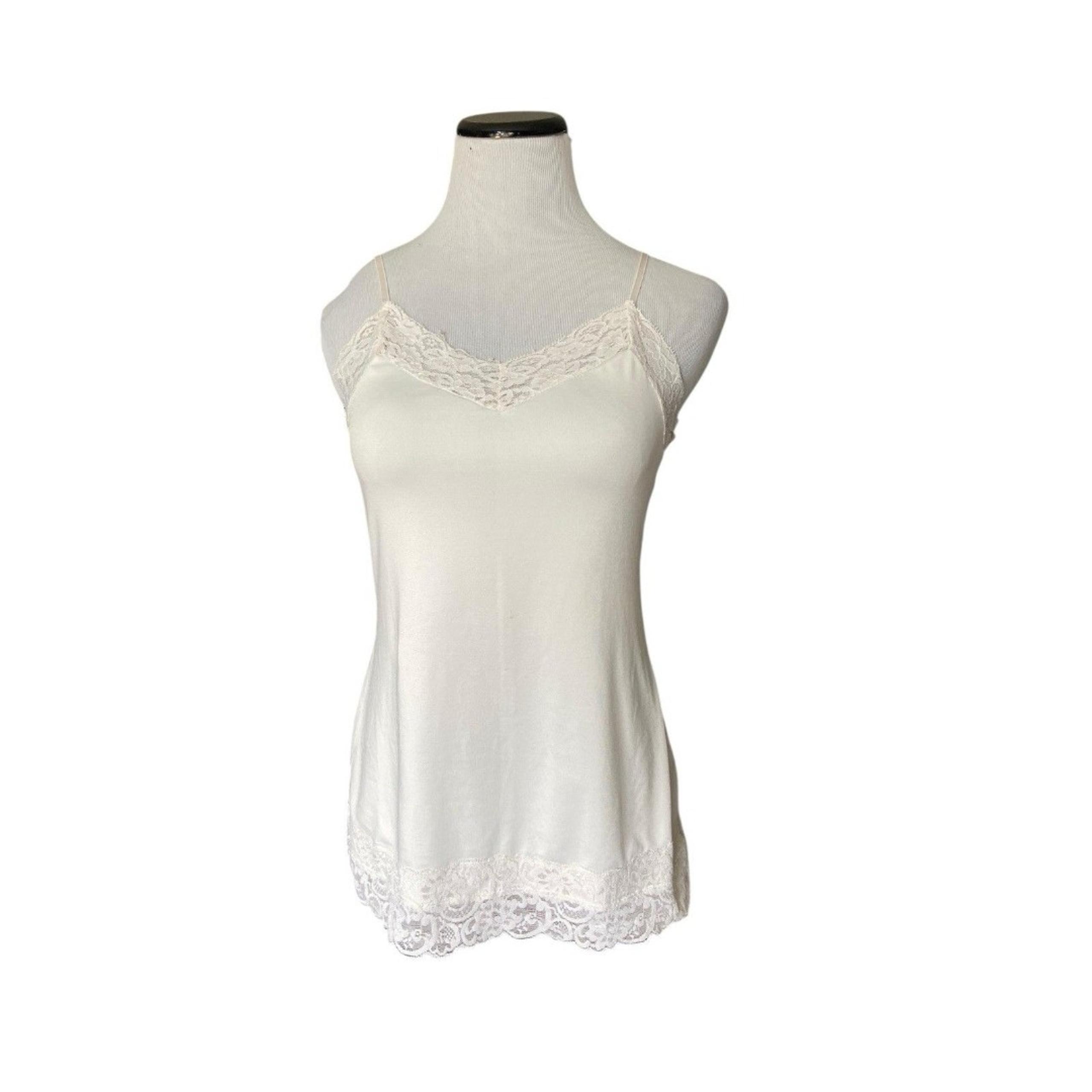 White House Black Market Womens Lace Trim Cami Tank Top Size M Y2K Office Siren