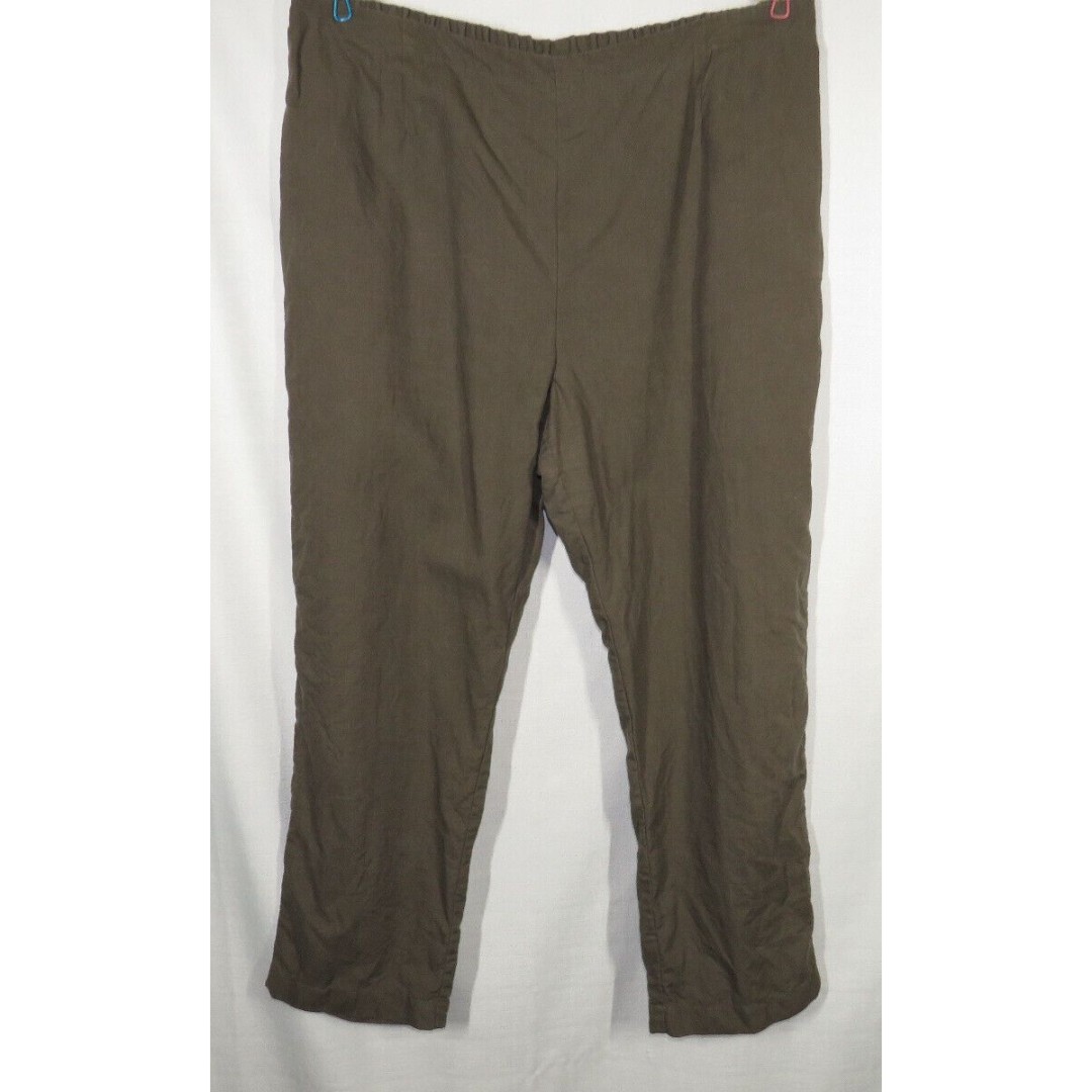 Vivid Women's Olive Linen Side Zip Pants Plus Size 1X