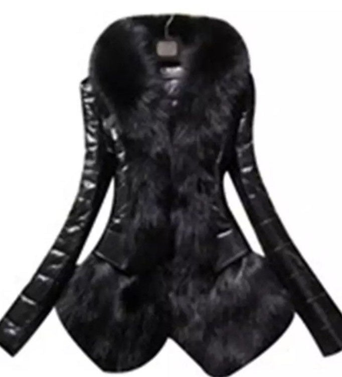 Gothic Vegan Leather And Fur Coat S