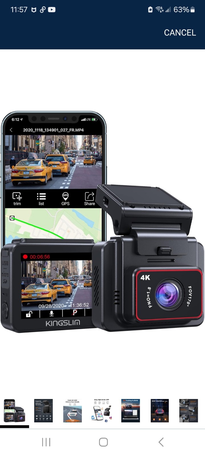 Kingslim D5-4K Dash Cam with WiFi Front Dash Camera with GPS