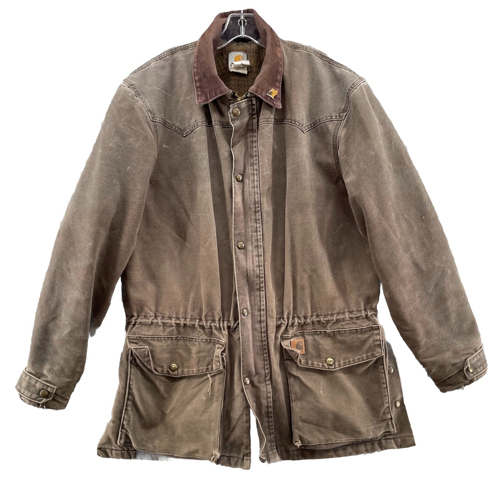 VTG Carhartt Chore Jacket Mens Medium Blanket Lined Made USA Canvas Workwear C52