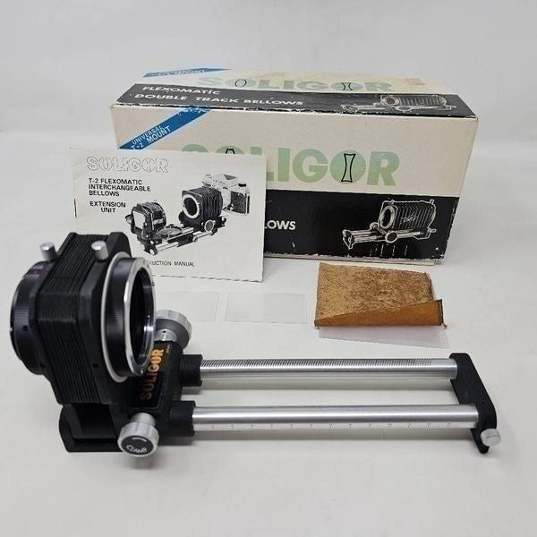 SOLIGOR FLEXOMATIC DOUBLE TRACK BELLOW EXTENSION UNIVERSAL T-2 MOUNT