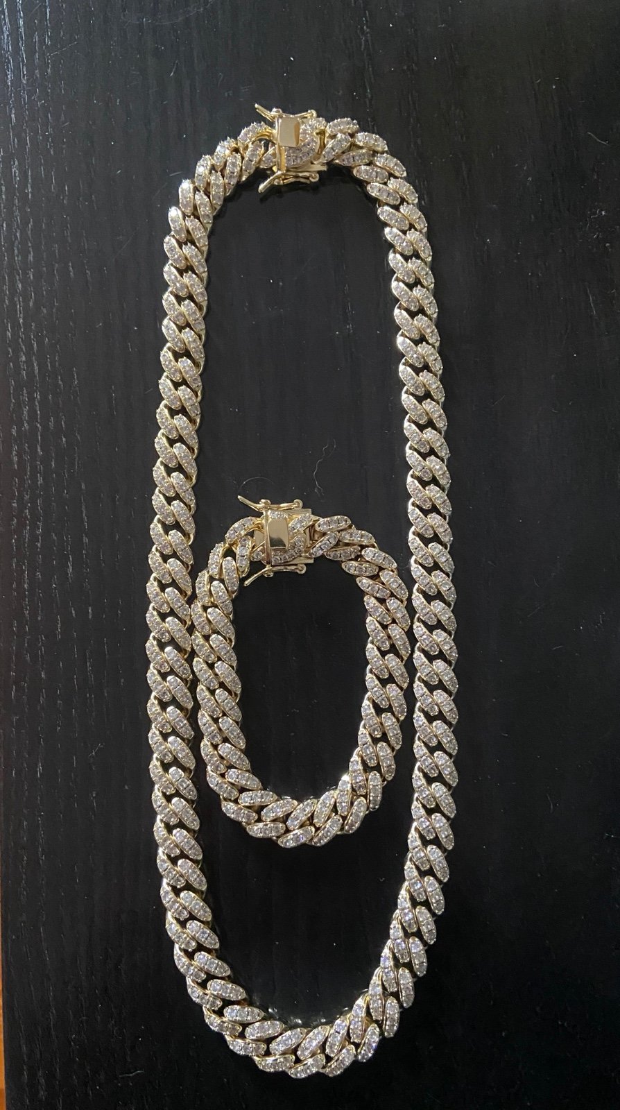 Diamond Miami Cuban Link Necklace 22in 12mm and Matching 8in 12mm Bracelet Set
