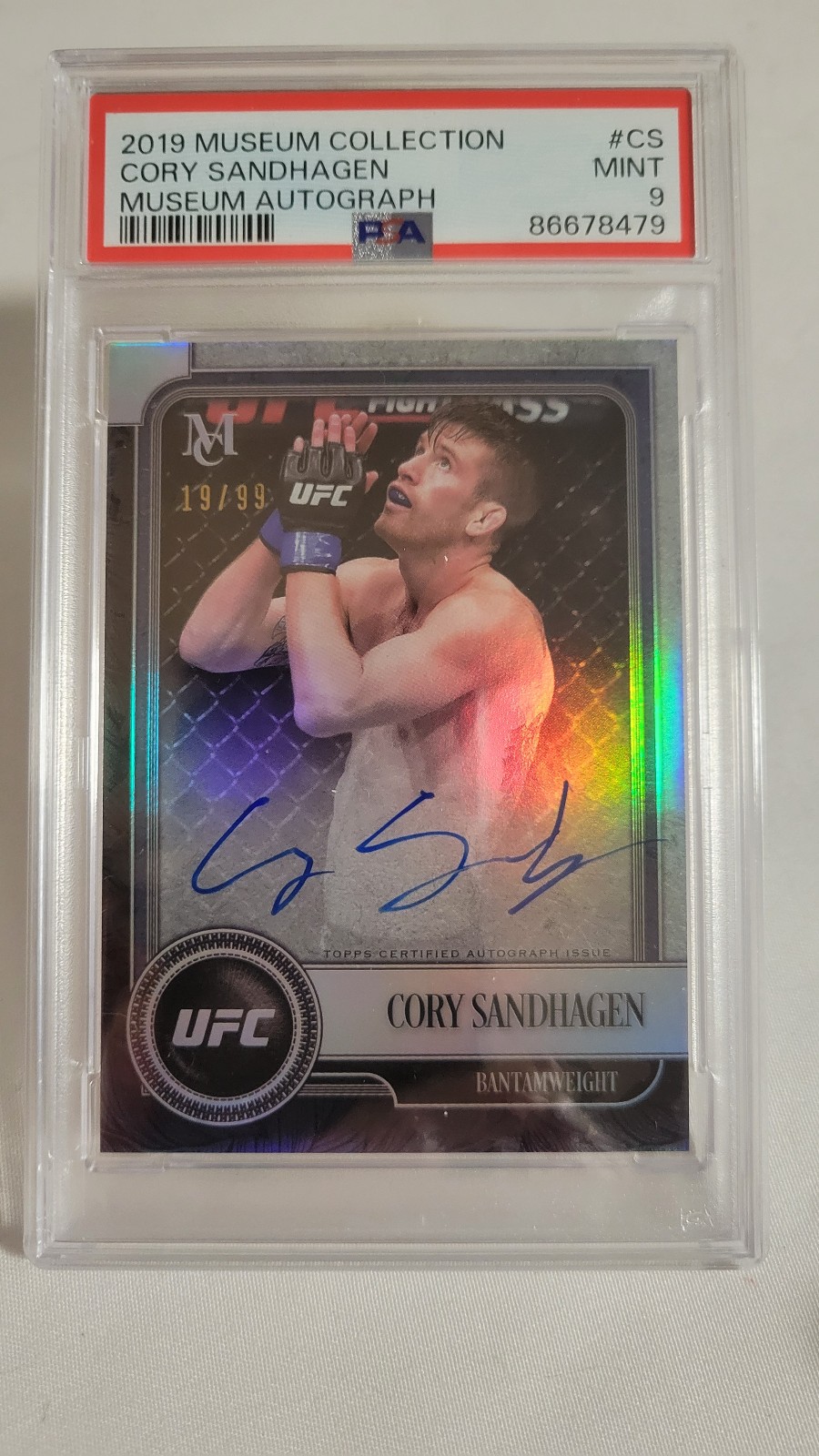 2019 Topps UFC Museum Cory Sandhagen Auto Rookie RC 1st Autograph /99 PSA 9