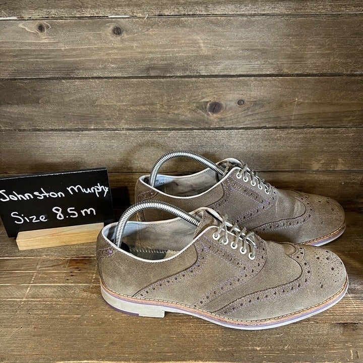 Mens Johnston & Murphy Flex System Sheepskin Wingtip Dress Shoes Size 8.5 M