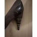 Salvatore Ferragamo Womens Gray Suede Croc Embossed Snake Pump Heel 8.5M