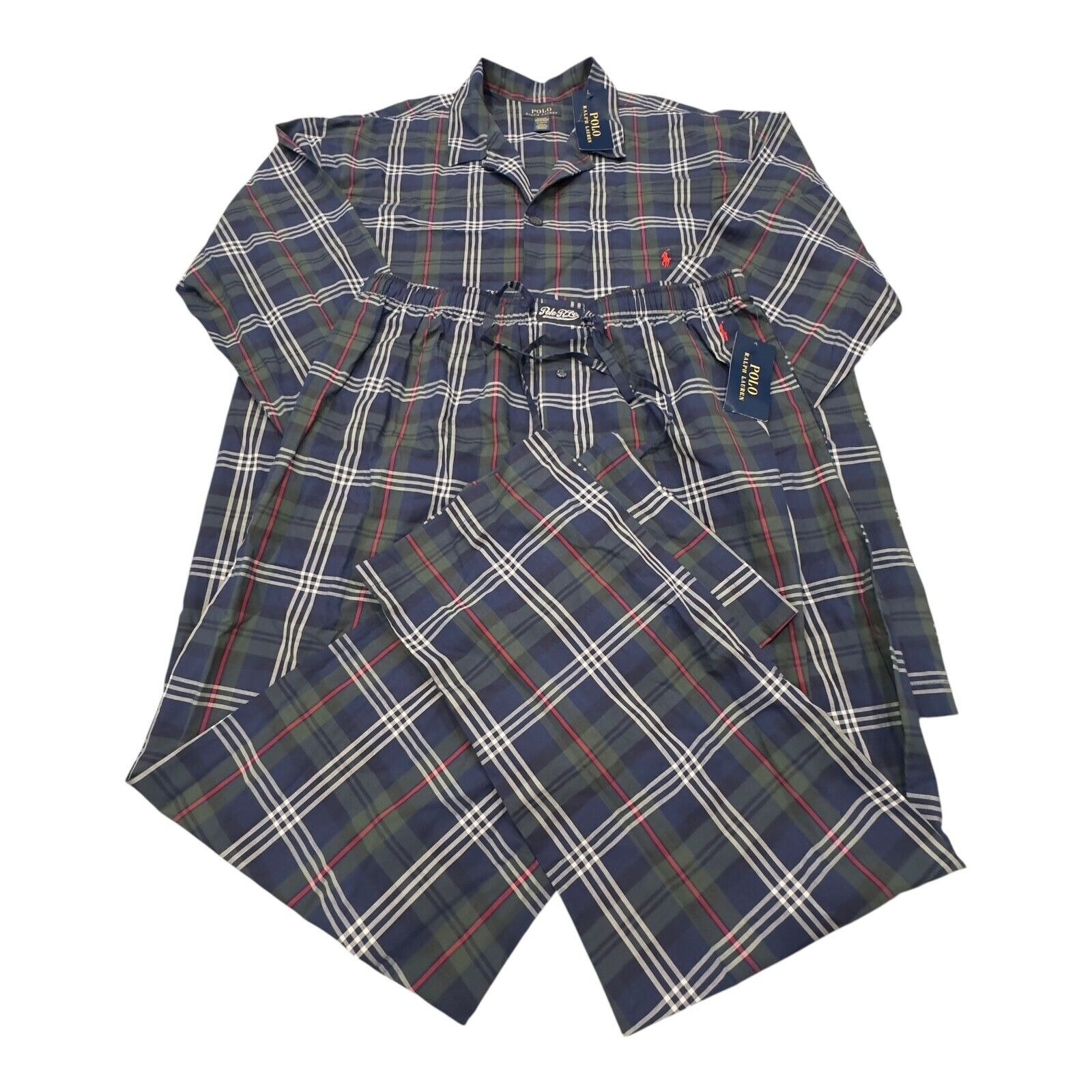 Polo Ralph Lauren Men's Green Multi Plaid Print 2-Piece Lounge Pajama Set