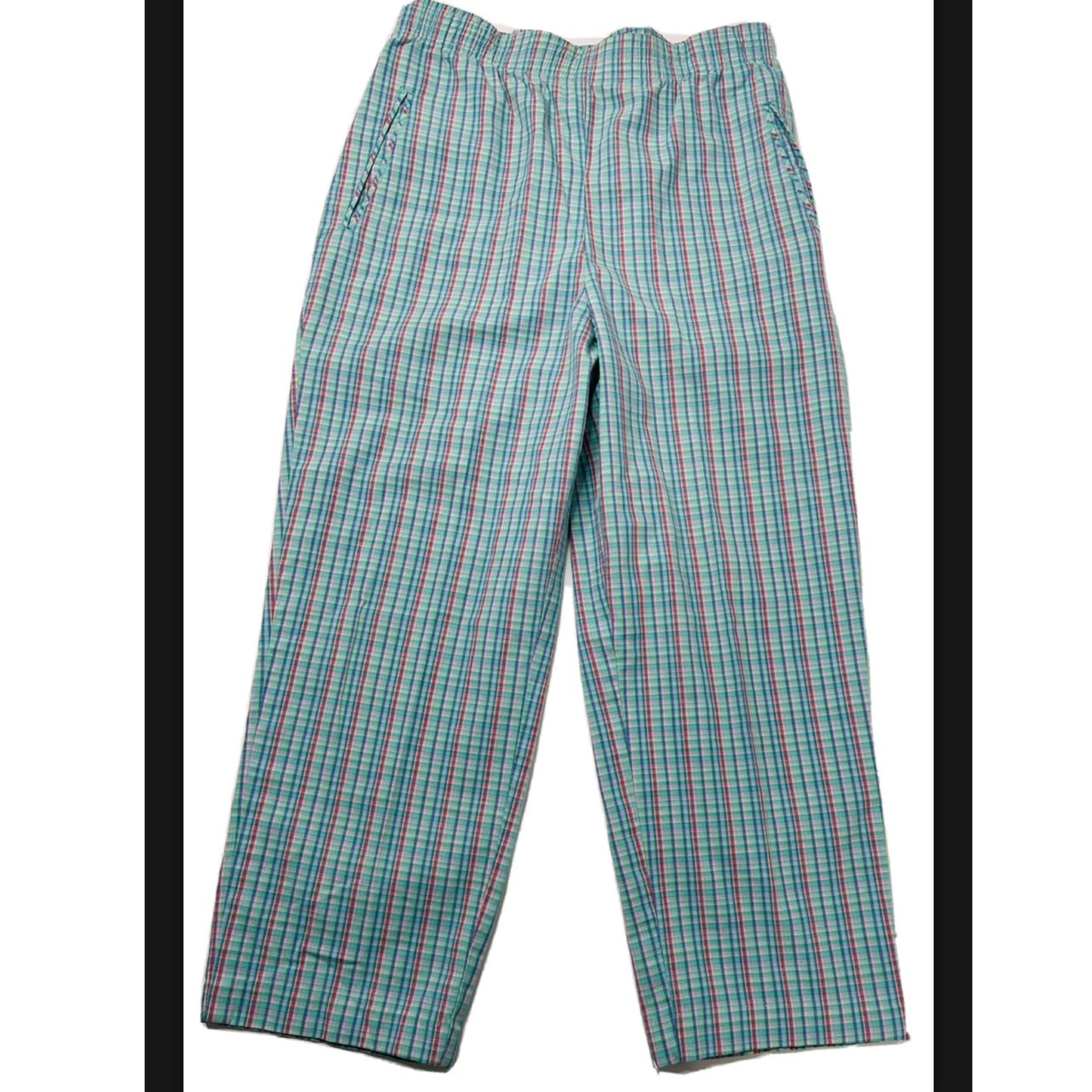 80s Mod Blue Plaid Cropped Pants