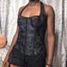 Vtg Classic black floral corset halter lingerie top