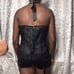Vtg Classic black floral corset halter lingerie top