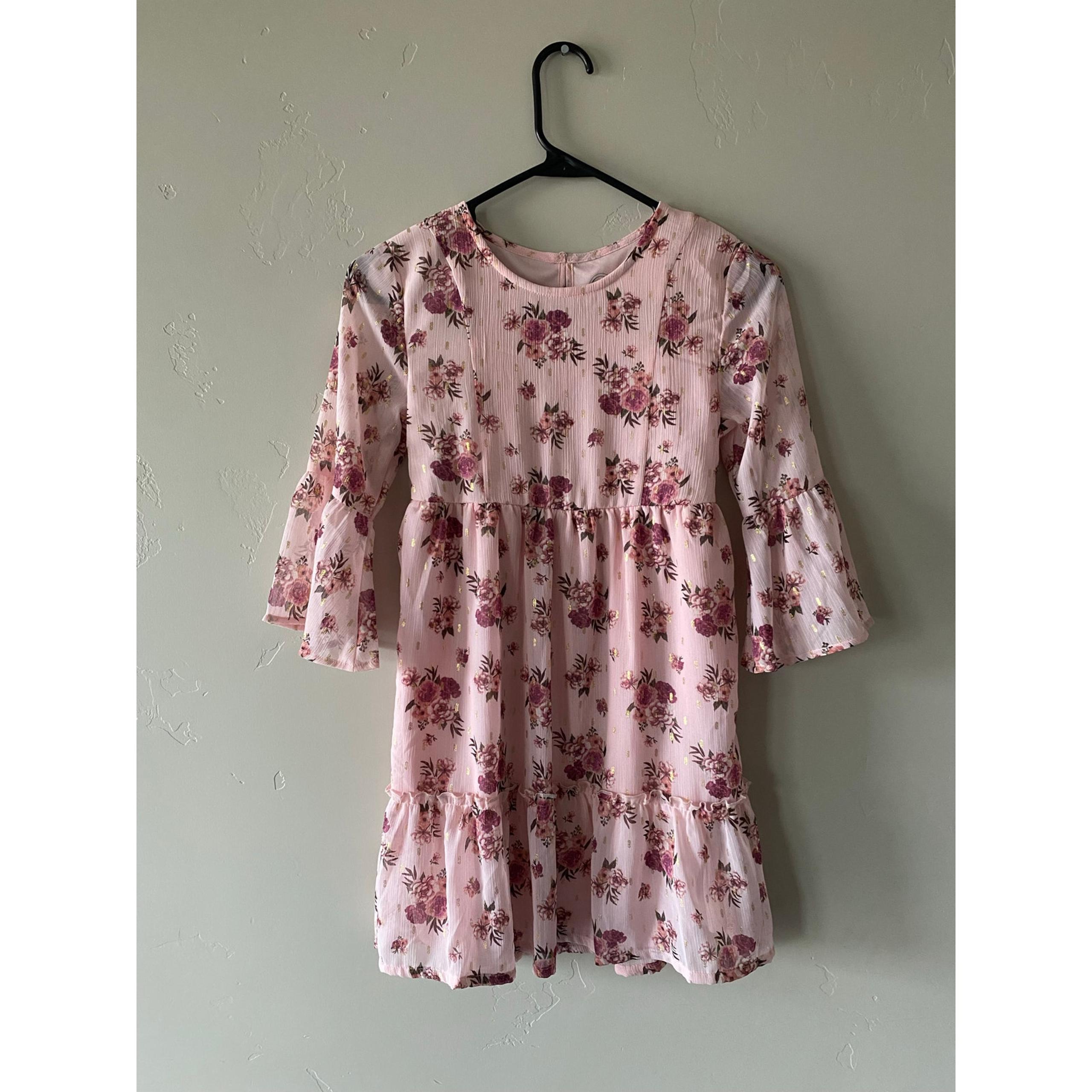 Wonder Nation Girls Floral Chiffon Mini Dress- Size S (6-6x)