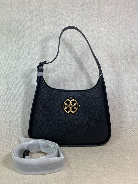 Tory Burch Black Leather Miller Small Hobo Convertible Bag