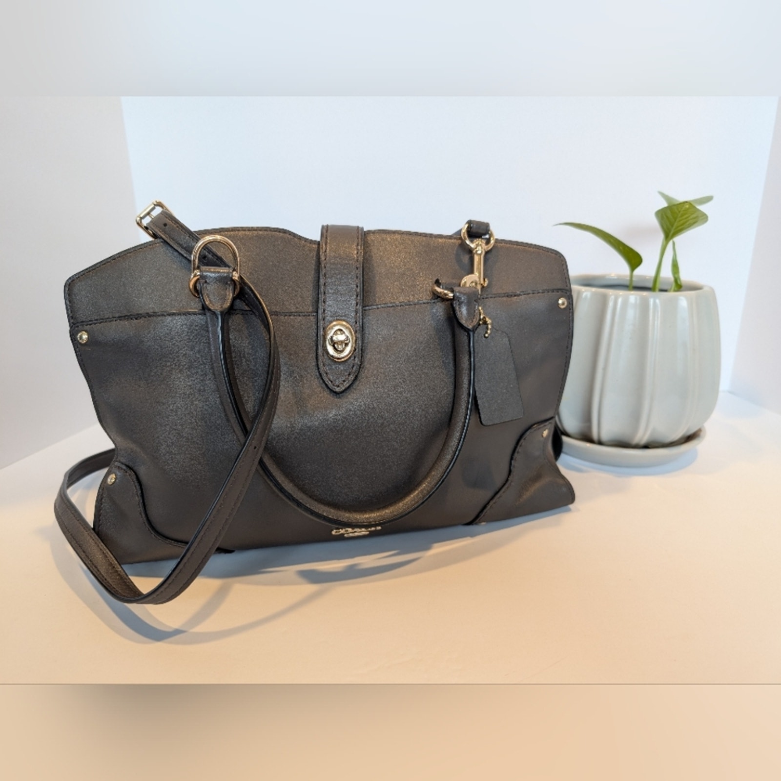 Coach Mercer Satchel 24 Suede Side Detail- Good Used Condition