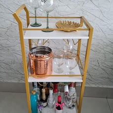 Bar Cart, Home Bar Serving Cart with 3-Tier Microwave Cart, Drink Cart