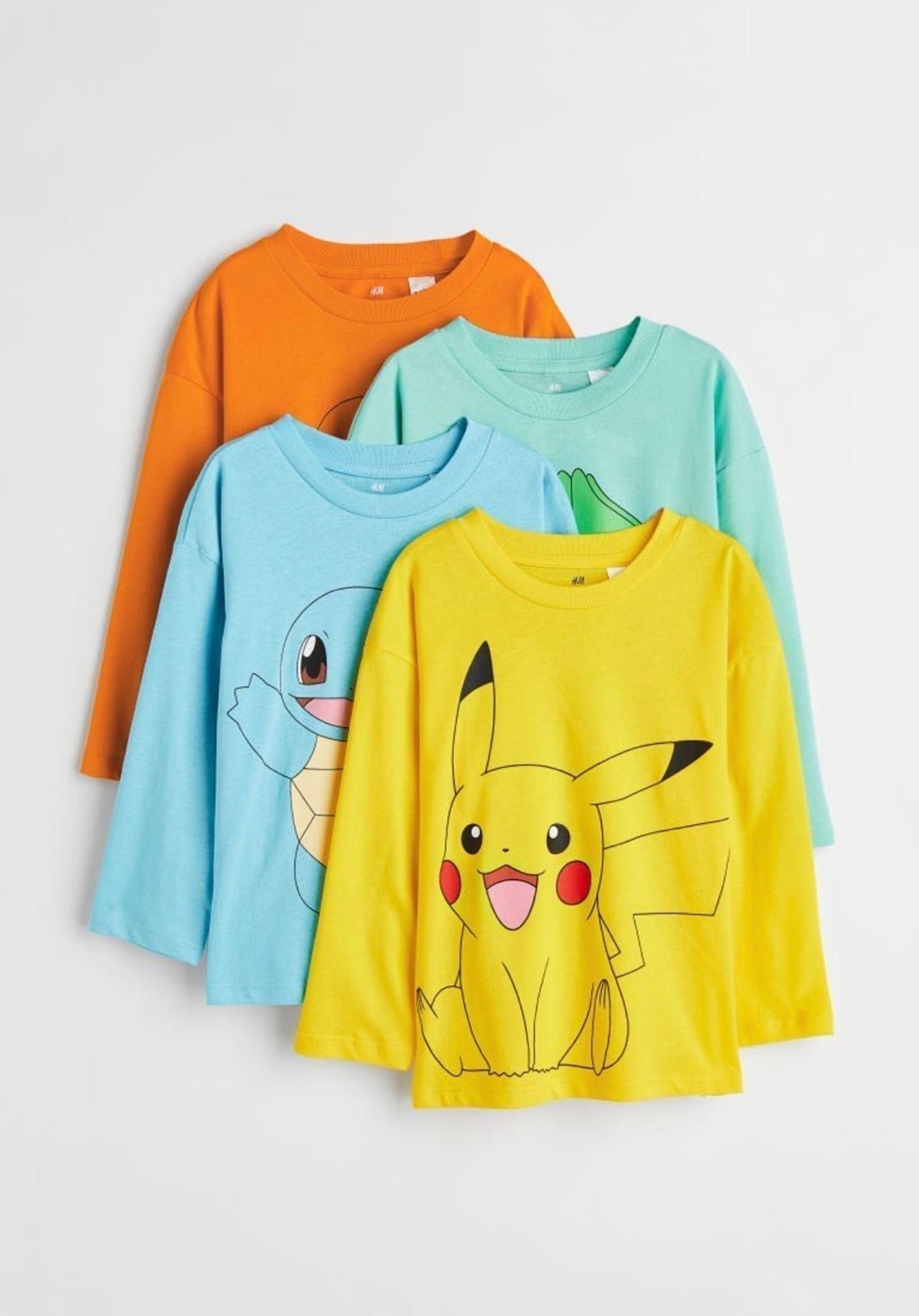 H&M 3/4 New 4 Pokemon Long Sleeve Shirt Bundle *Pikachu Squirtle Bulbasaur