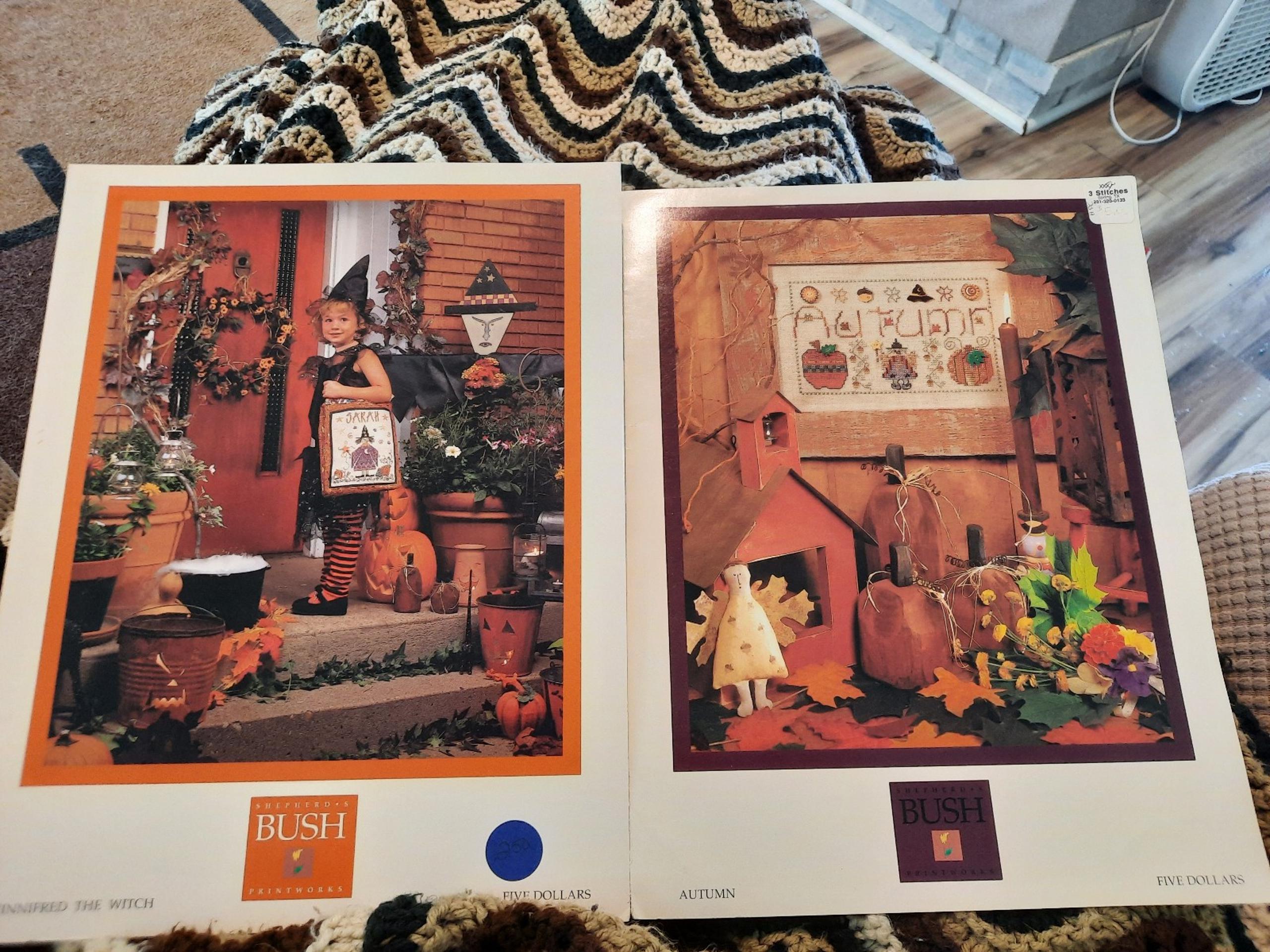 Lot of 2 Autumn/Halloween Cross Stitch Books