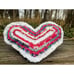 Vintage Heart Shaped Rag Rug Accent Pillow Farmhouse Primitive Red White