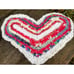 Vintage Heart Shaped Rag Rug Accent Pillow Farmhouse Primitive Red White