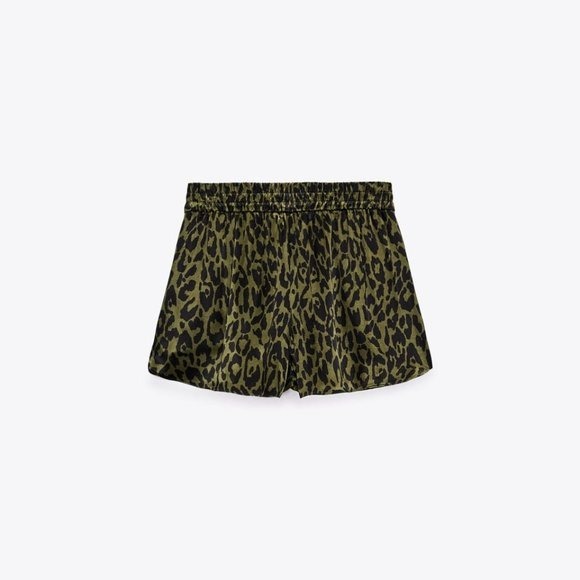 ZARA SATIN EFFECT LEOPARD PRINT SET GREEN SIZE XS 9479/049/505