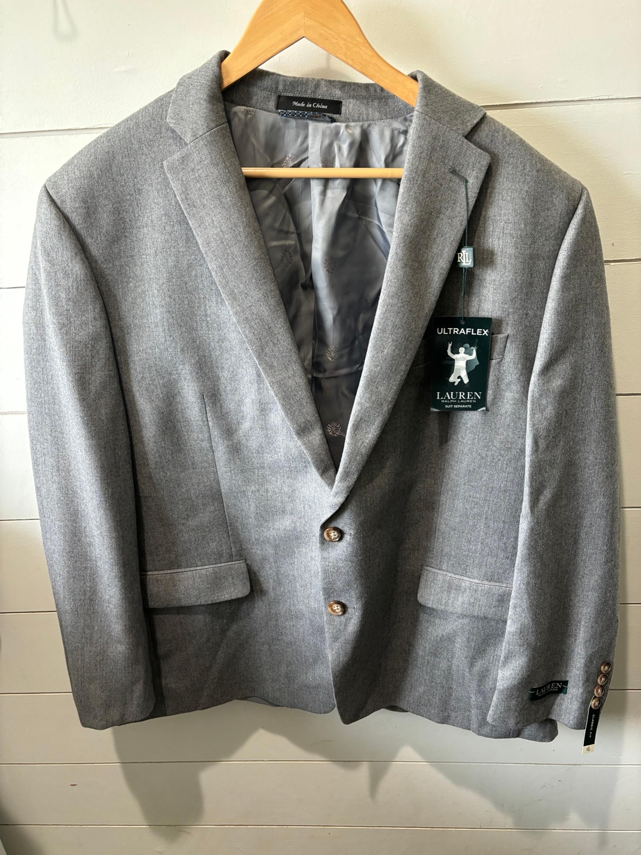 Lauren Ralph Lauren Blazer Mens 48R Gray Classic Fit Ultraflex Coat NWT