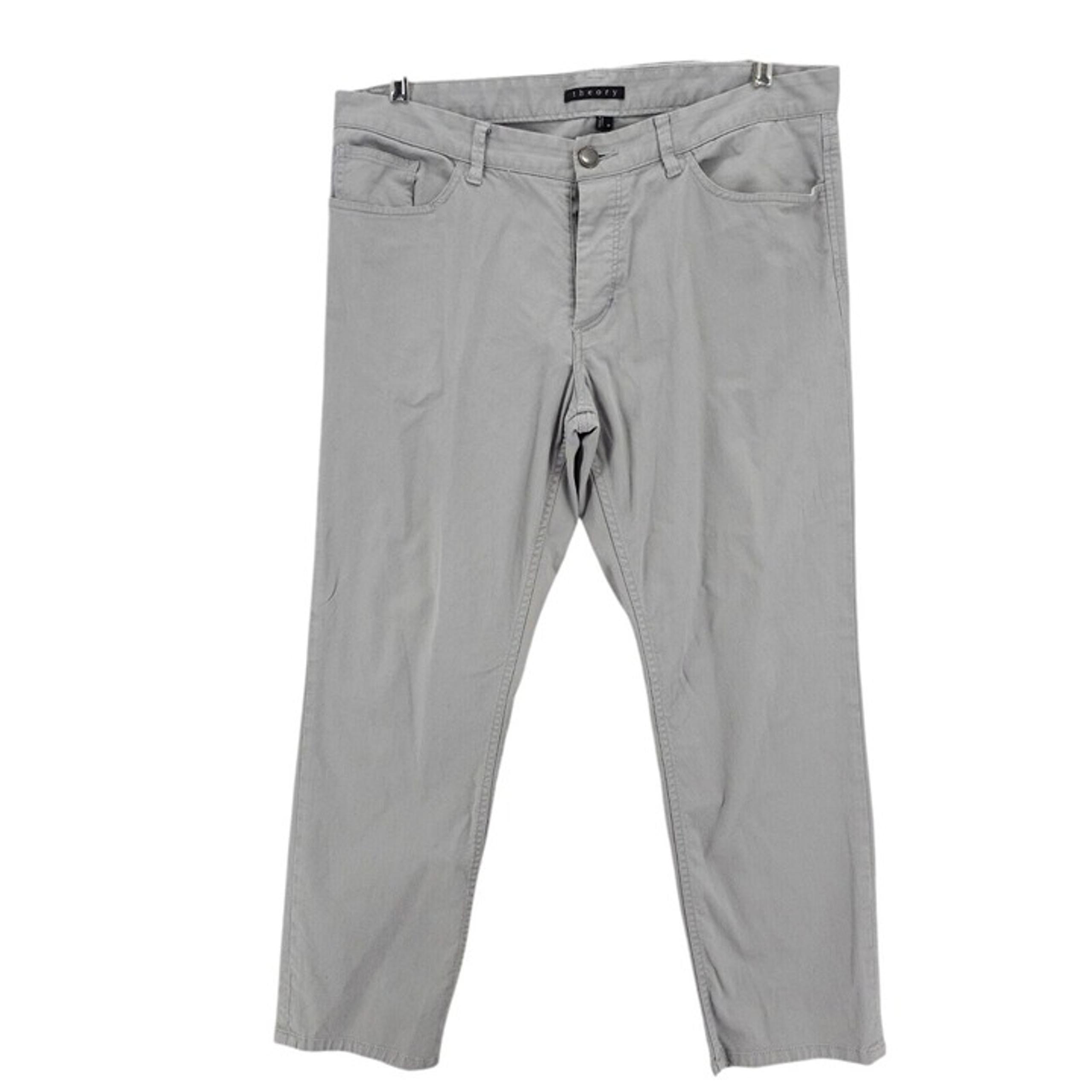 THEORY Haydin Editor Gray 5-Pocket Pant Cotton Stretch Button Fly 36x27.5 HEMMED