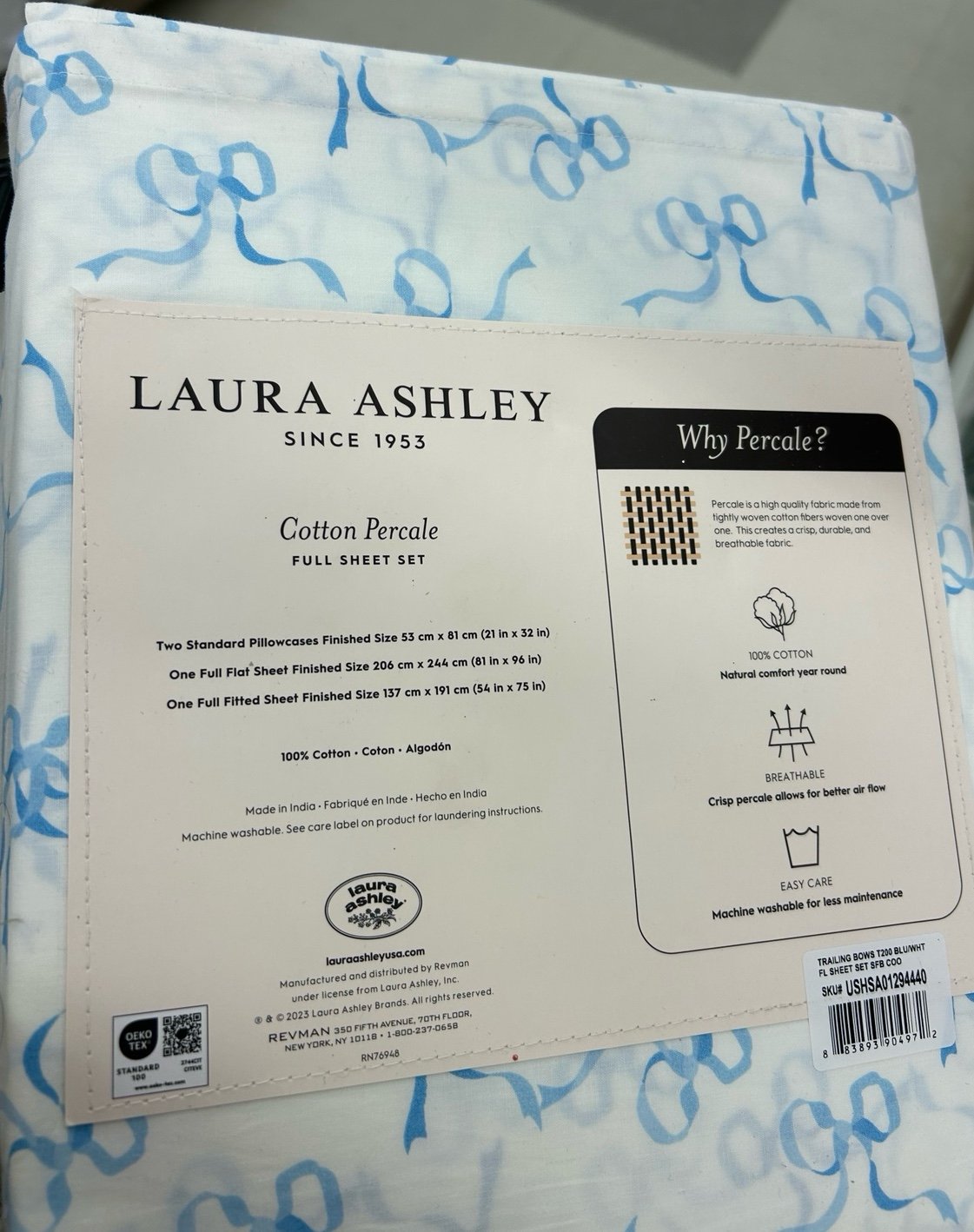 Viral Laura Ashley blue bow Ribbon 
Full sheet set