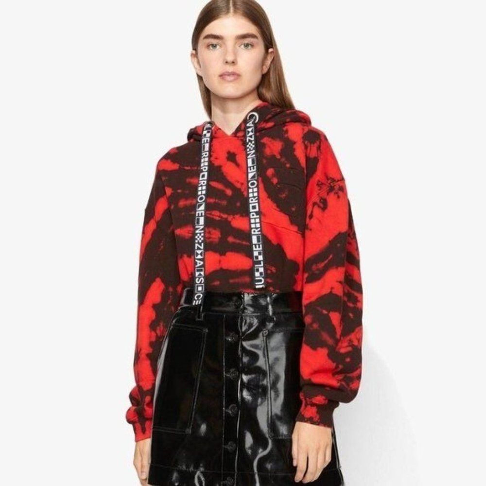 WOMENS PROENZA SCHOULER WHITE LABEL HOODIE IN RED/BLACK SZ: S NWOT
