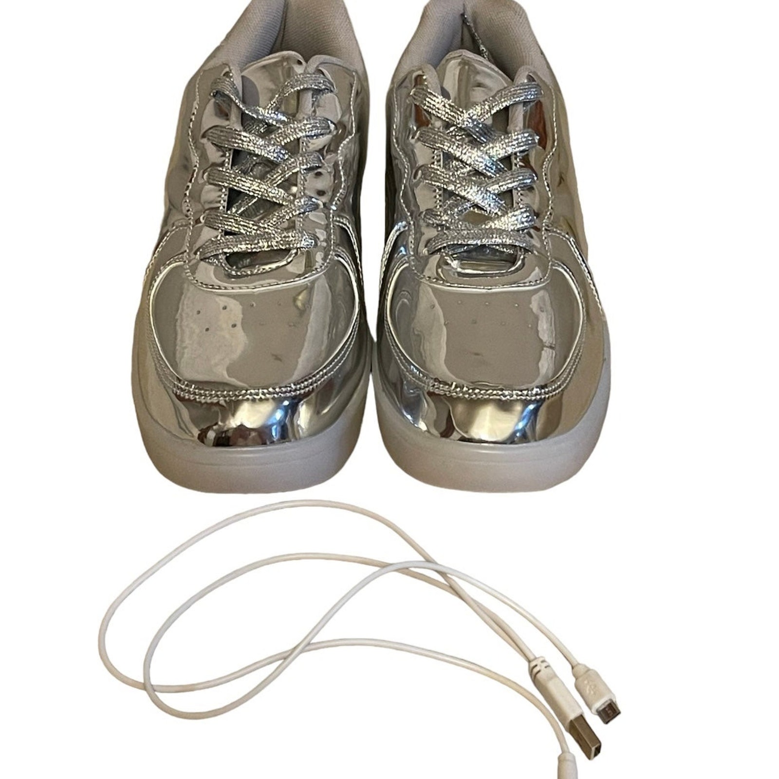 USB Adult Rechargeable Siver Sneakers Size 46