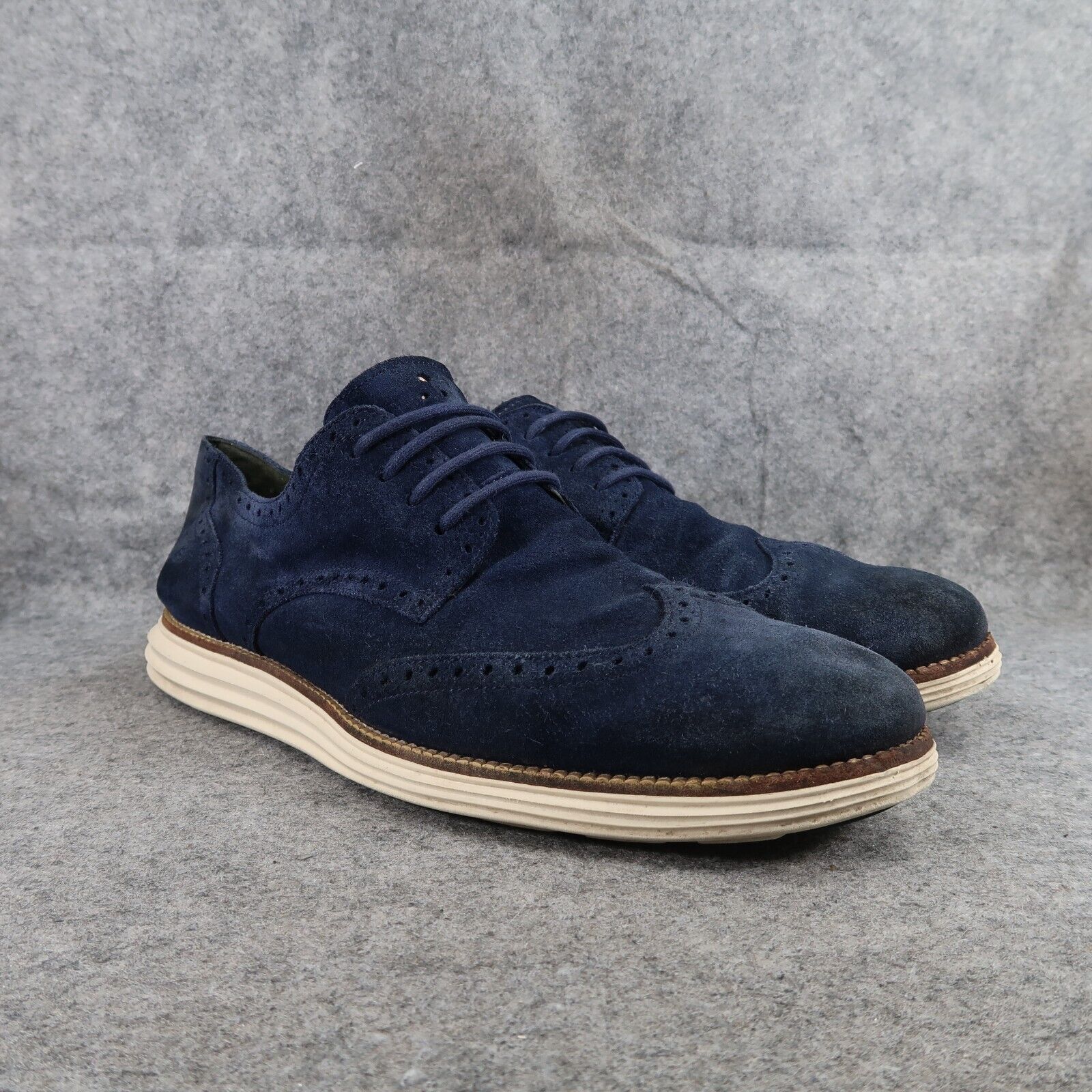Cole Haan Shoes Mens 13 Oxfords Wingtip Lunargrand Leather Classic Blue Fashion