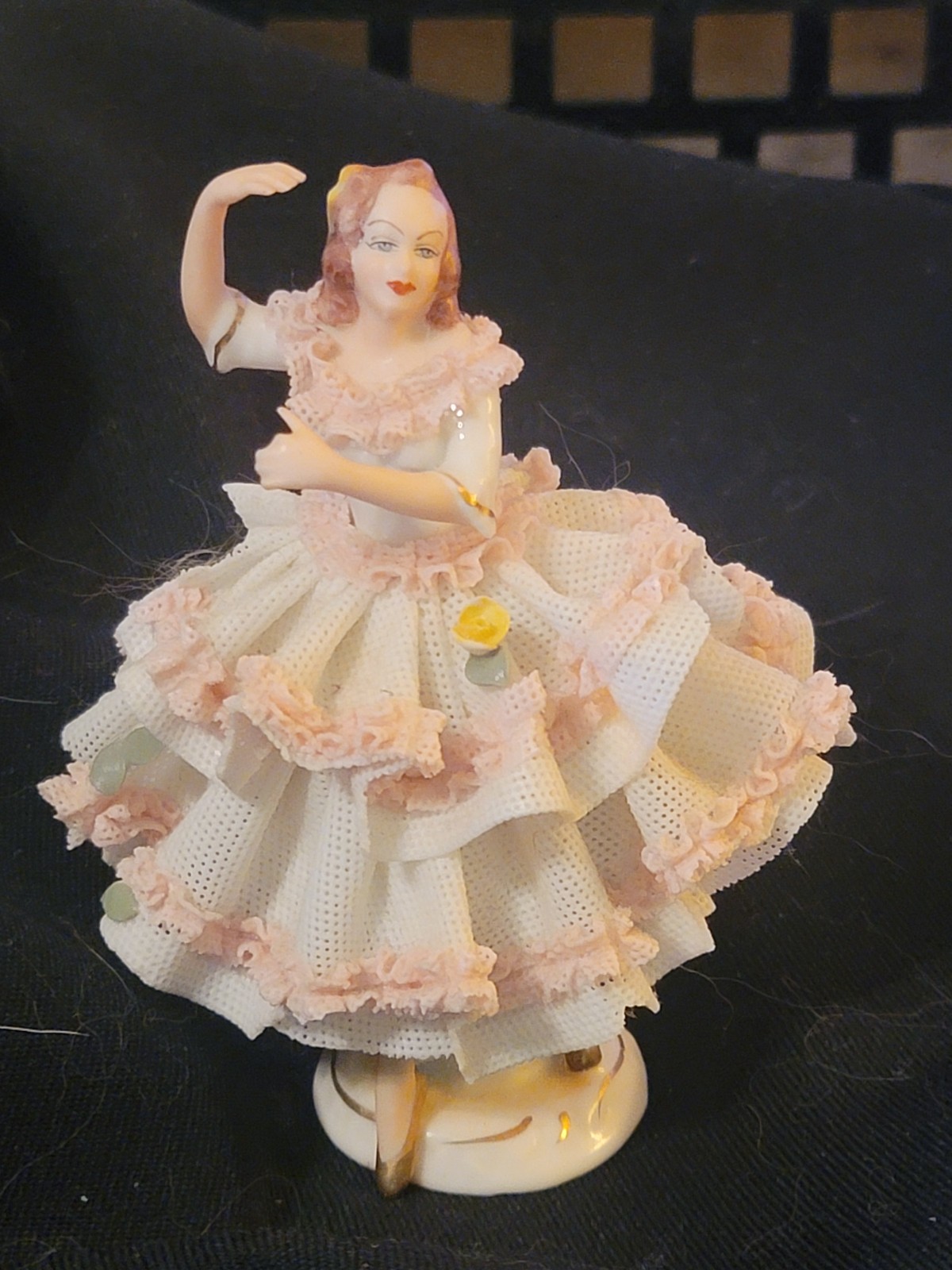 Vintage Dresden Ballerina Figurine with Lace
