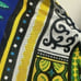 La Cera Tribal Print Caftan Blue Yellow Smocked Waist Stretchy One Size