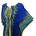 La Cera Tribal Print Caftan Blue Yellow Smocked Waist Stretchy One Size