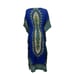 La Cera Tribal Print Caftan Blue Yellow Smocked Waist Stretchy One Size