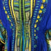 La Cera Tribal Print Caftan Blue Yellow Smocked Waist Stretchy One Size