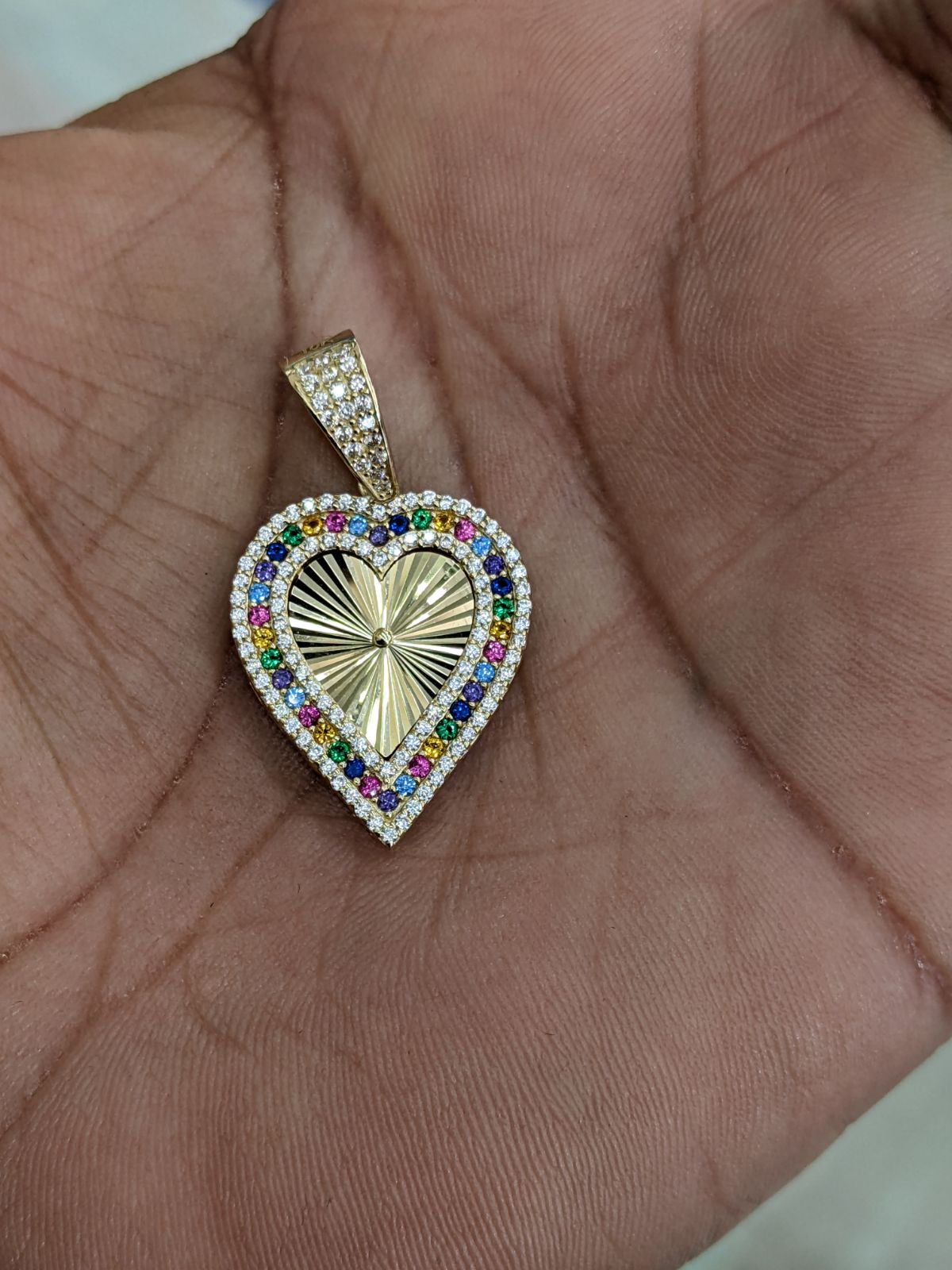 10kt real gold multicolor heart pendant