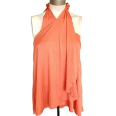ELLA MOSS wrap crisscross casual coral halter top low back orange blouse S NEW