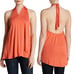 ELLA MOSS wrap crisscross casual coral halter top low back orange blouse S NEW