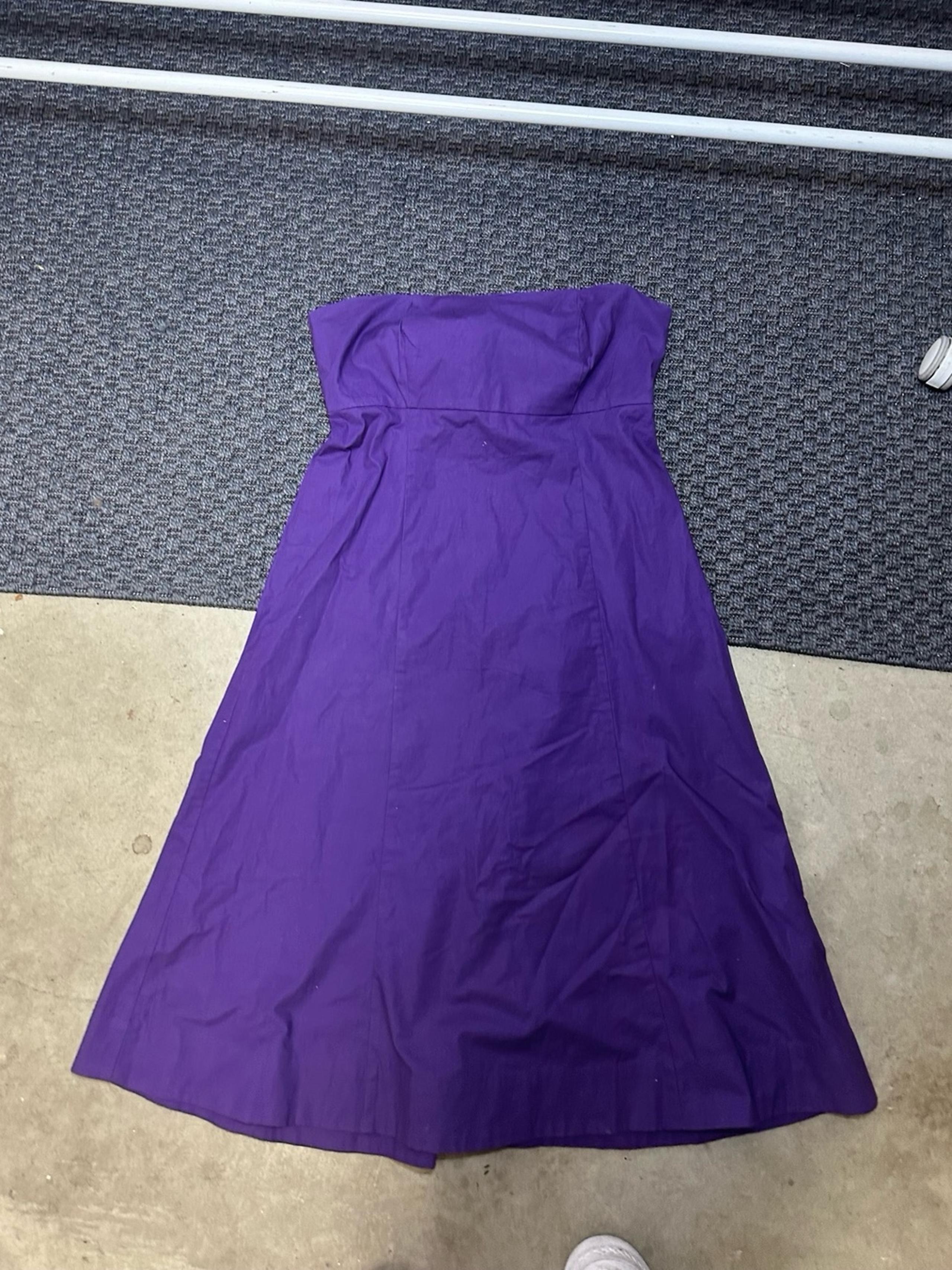 Purple strapless dress