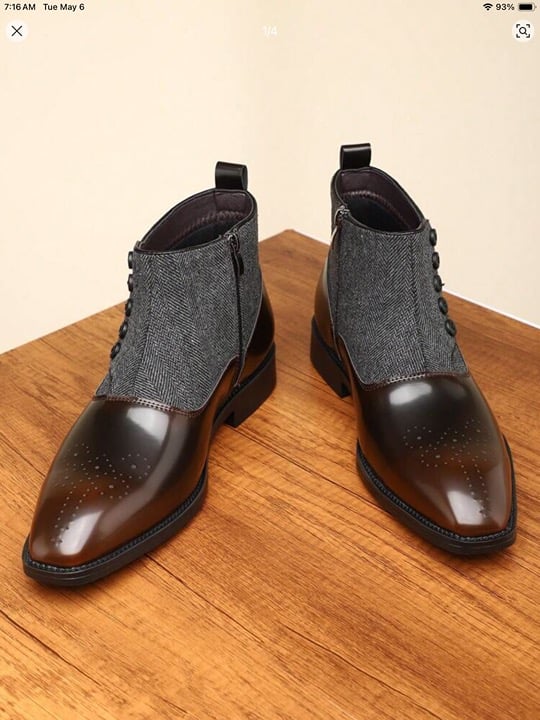 Brown Desai Men’s Vintage Frosted Boots – Stylish Button Detail All-Mat