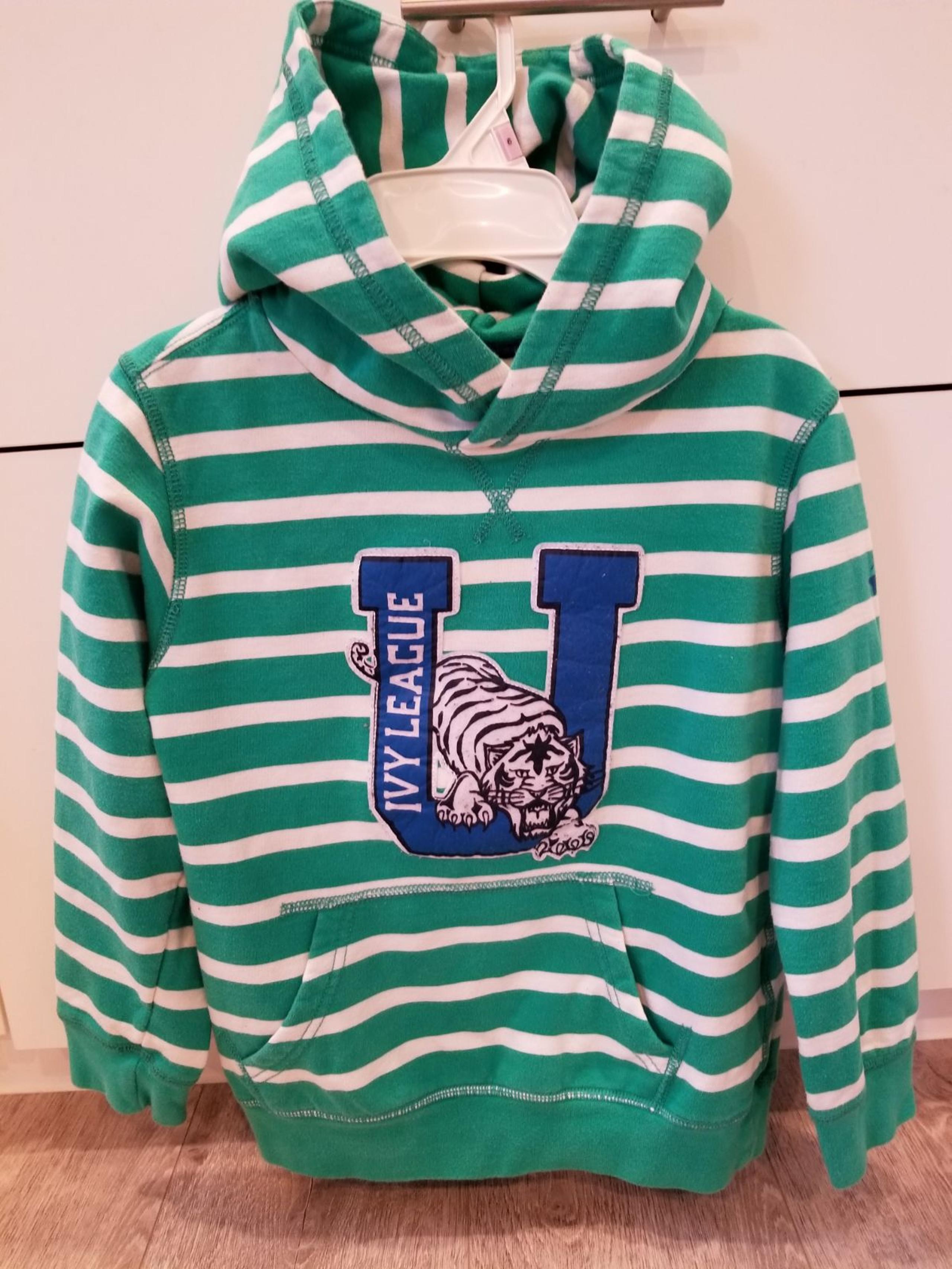 Pullover Kids' Green White Straps Hoodie