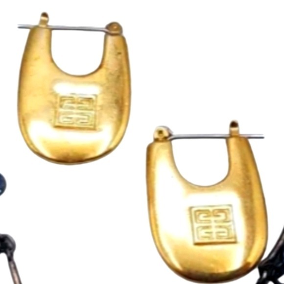 GIVENCHY Vintage 70's Gold Plated Hoops Earrings