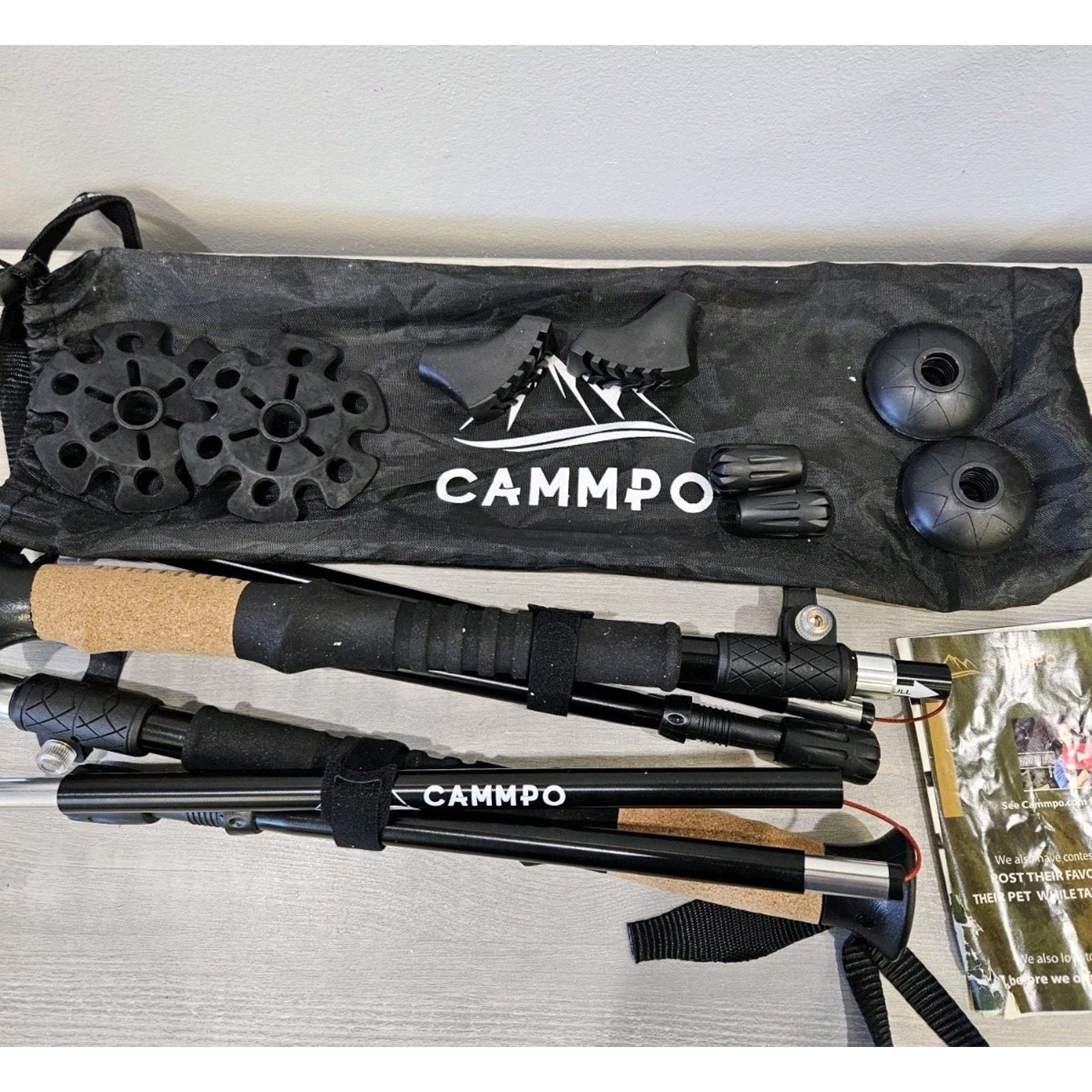 Campo 2pc Trekking Poles Collapsible Hiking Poles Cork Handle Walking Stick