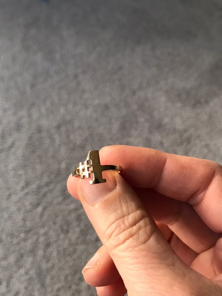 Number ONE, #1 14k gold ring, size 6