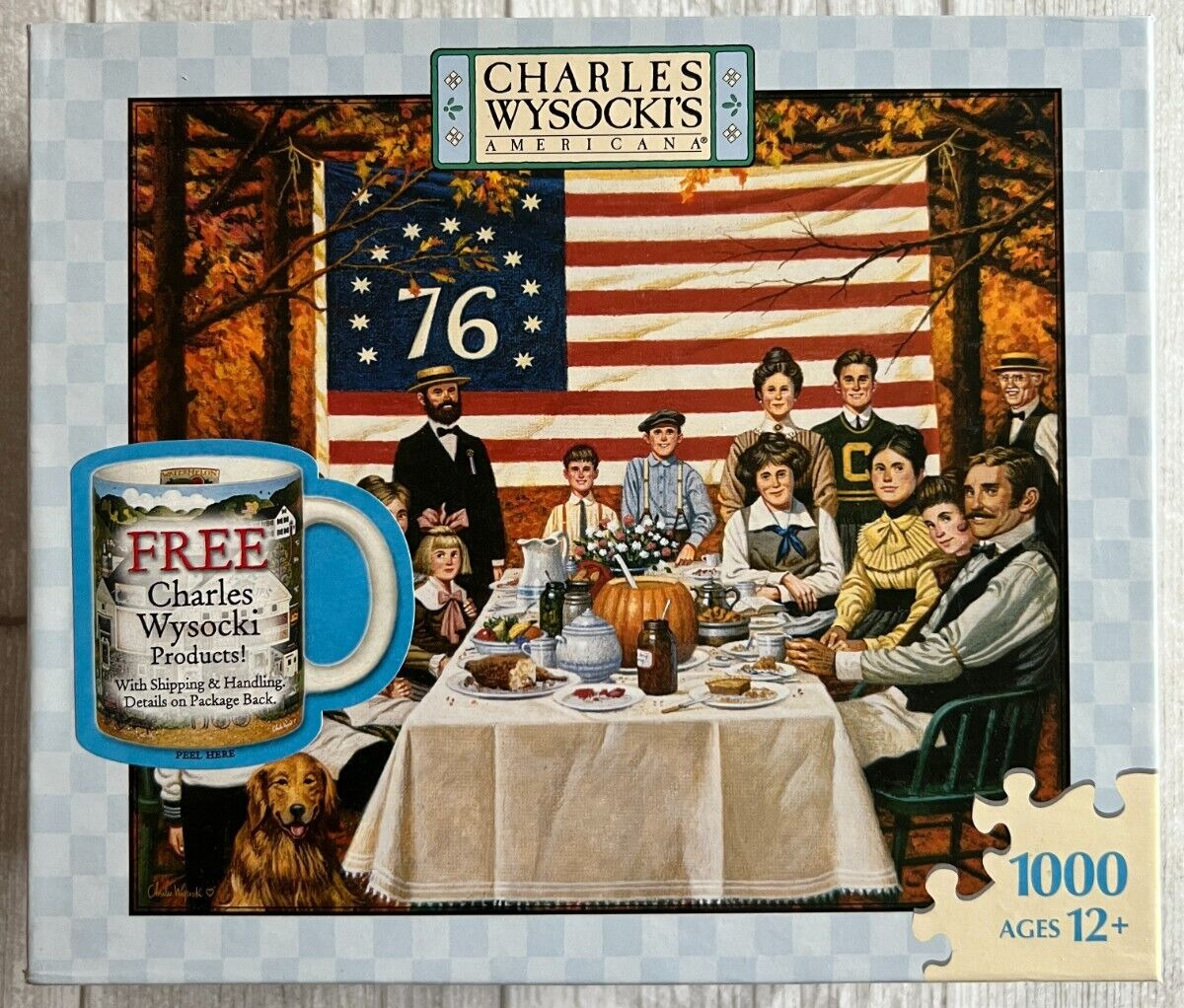 NEW Charles Wysocki And The Thankful Ate A Hearty Meal 1000 Pc Puzzle MB NEW