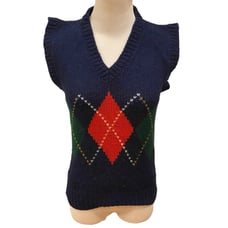 Vintage Argyle Plaid Vest Sweater Blue Red Green Yellow Preppy S
